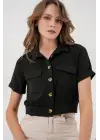 0663 Crop Ceket - Siyah