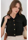 0663 Crop Ceket - Siyah