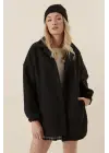 0675 Yün Karışımlı Buklet Ceket - Siyah