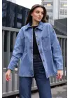 Modern Oversize Denim Ceket - Lacivert