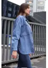 Modern Oversize Denim Ceket - Lacivert