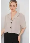 0706 Crop Keten Ceket - Bej