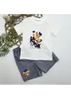 Stil Sahibi Ayı Baskılı Tişört ve Şort Bebek Takımı