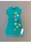 Trendy Kelebek Nakışlı Fırfırlı Çocuk Elbisesi