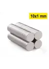 1 Adet 10x1mm Yuvarlak Neodyum Mıknatıs Güçlü Dayanıklı Magnet Nikel Kaplama