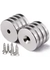 1 Adet 25x10/5x5,5 Mm Neodyum Mıknatıs Havşa Delikli Magnet Vida Atılabilir N35 Nikel Paslanmaz