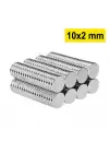10 Adet 10x2mm Yuvarlak Neodyum Mıknatıs Güçlü Magnet Nikel Kaplamalı