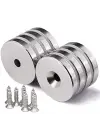 10 Adet 25x10/5x5,5 Mm Neodyum Mıknatıs Havşa Delikli Magnet Vida Atılabilir N35 Nikel Paslanmaz