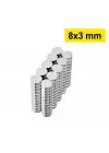 10 Adet 8x3mm Yuvarlak Neodyum Mıknatıs Güçlü Nikel Kaplamalı Kaliteli Dayanıklı Magnet