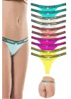 10 Adet Beli Yazılı Pamuk Kadın Tanga String Külot