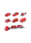 10 Parça Araç Taşıyan Tır Seti - Die Cast - DS047 - İtfaiye