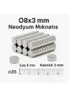 100 Adet 8x3mm Yuvarlak Neodyum Mıknatıs Güçlü Nikel Kaplamalı Kaliteli Dayanıklı Magnet