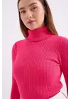 10311 Balıkçı Yaka Triko Kazak - Fuşya