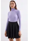 10311 Balıkçı Yaka Triko Kazak - Lila