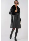 1045 Kürklü Suni Deri Kaban - Siyah