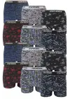 12 Adet Likralı Erkek Boxer Karışık Desenli Pamuklu