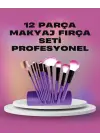12 Parça Yumuşak Kıllı Makyaj Fırçası Seti Yüz Ve Göz Makyajına Uygun Profesyonel Kullanım