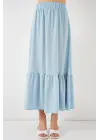 1886 Uzun Örme Etek - Açık Mavi
