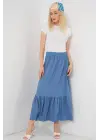1886 Uzun Örme Etek - İndigo