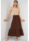 1886 Uzun Örme Etek - Kahverengi