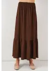 1886 Uzun Örme Etek - Kahverengi