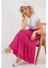 1886 Uzun Örme Etek - Koyu Pembe