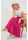 1886 Uzun Örme Etek - Koyu Pembe