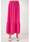 1886 Uzun Örme Etek - Koyu Pembe