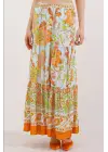 1898 Desenli Uzun Etek - Turuncu