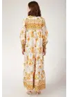 1947 Desenli Uzun Elbise - Hardal