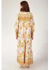 1947 Desenli Uzun Elbise - Hardal