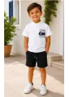 2/10 Yaş Keten Tişört Denim Şort Çocuk Takımı