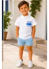 2/10 Yaş Keten Tişört Denim Şort Çocuk Takımı