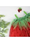 Eğlenceli Çilek Kostüm Kız Çocuk Elbise