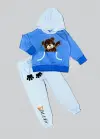 Çarpıcı Ayı Desenli Kapşonlu Erkek Çocuk Takımı