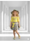 2/5 Yaş Şapkalı Çiçek Baskılı Etekli Çocuk Takımı