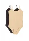 Moda 2 Adet Kadın İp Askılı Çıtçıtlı Body
