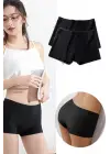 2 Adet Kadın Dikişsiz Görünmez İz Yapmaz Mini Şort Boxer Siyah