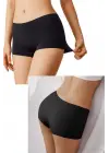 2 Adet Kadın Dikişsiz Görünmez İz Yapmaz Mini Şort Boxer Siyah Ten