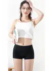2 Adet Kadın Dikişsiz Görünmez İz Yapmaz Mini Şort Boxer Siyah Ten