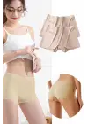 2 Adet Kadın Dikişsiz Görünmez İz Yapmaz Mini Şort Boxer Ten