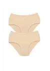 2 Adet Tutku Kadın Yüksek Bel   Kalın Lastik Külot Ten