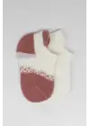 Omarı Yumuşak Penye 2li Sneakers Çoraplar Ekru Pudra Tasarımıyla