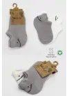 Omarı 2li Penye Çorap Seti Gri Ekru Smile Desenli