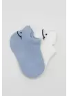 Omarı Mavi Ekru 2li Sneakers Penye Çorap
