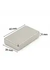 20 Adet 40x20x5mm Neodyum Magnet Güçlü N35 Mıknatıs Köşeli Nikel Kaplama