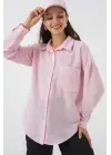 20153 Tek Cepli Oversize Keten Gömlek - A.Pudra