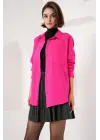 20153 Tek Cepli Oversize Keten Gömlek - Fuşya