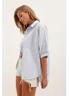 20213 Oversize Kısa Kol Basic Gömlek - Bebe Mavi