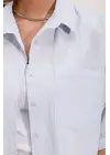 20213 Oversize Kısa Kol Basic Gömlek - Bebe Mavi